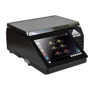 Grupo Epelsa TouchScale 10RL EVO price computing scale with touchscreen display and stainless steel weighing platform, designed for accurate retail weighing and labelling at PFM Plus.