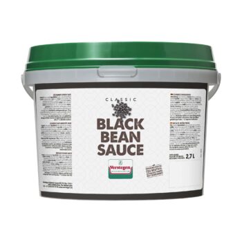 A 2.7-liter tub of Verstegen Classic Black Bean Sauce, a wholesale food product available from Parkers Food Machinery Plus.