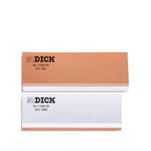 Two F. Dick whetting stones for professional use, one with 360 grit and the other with 1000 grit, from Parkers Food Machinery Plus.