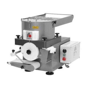 Formatic Burger Machine R2200 with dough dividing and rounding mechanism, featuring hopper, control panel, and emergency stop. Ideal for automated patty forming in commercial food production