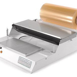 Mantle TW45 over wrapper with 450mm film capacity, white steel body, heated sealing plate, and adjustable controls