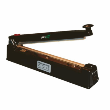 A black Pacplus IS400 impulse hand sealer, available from Parkers Food Machinery Plus.
