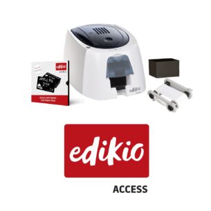 Edikio Access card machine bundle with printer, software, ribbon, and blank cards for creating professional price tags and display labels at PFM Plus.
