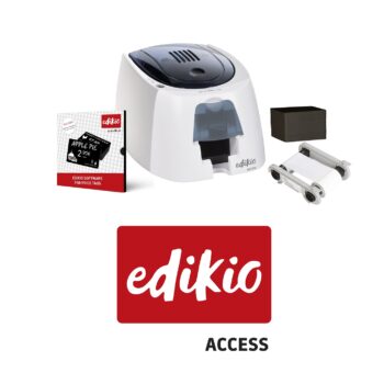 Edikio Access card machine bundle with printer, software, ribbon, and blank cards for creating professional price tags and display labels at PFM Plus.