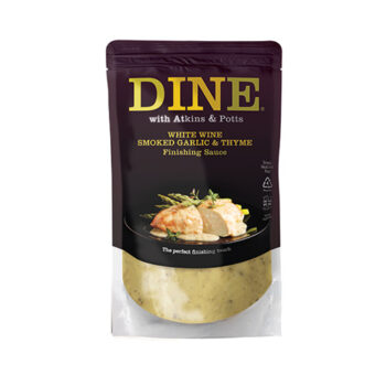 DINE by Atkins and Potts White Wine, Smoked Garlic and Thyme Finishing Sauce 6x350g