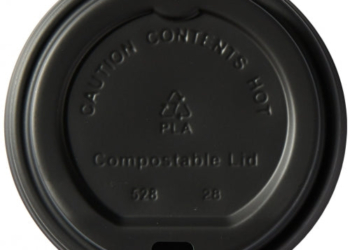 Coffee Cup Sip Lid Black COMPOSTABLE for 10-20oz Cups Per 1000