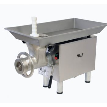 A large stainless steel Nella MI-32 meat mincer, a professional machine available from Parkers Food Machinery Plus.