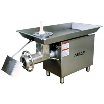 A large stainless steel Nella MI-32 meat mincer, a professional machine available from Parkers Food Machinery Plus.
