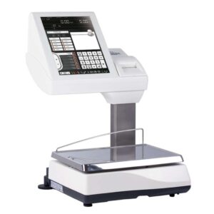 Grupo Epelsa K-Scale 20i price computing scale with built-in receipt printer and digital touchscreen display, ideal for retail weighing and sales at PFM Plus.