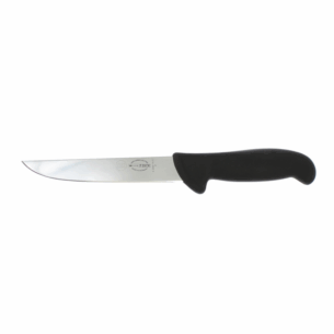 F. Dick 6-inch boning knife with curved stainless steel blade and ergonomic black handle, made in Germany