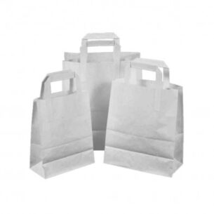 Taped Handle SOS Paper Bags White (select size)