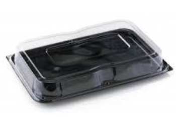 Sandwhich Platter – Black Base with Clear Lid 35x24cm Per 25