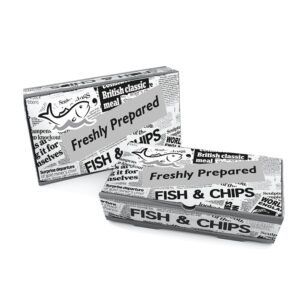 Printed Fish & Chip Box Medium - Newspaper Design Per 100
