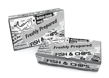 Printed Fish & Chip Box Medium – Newspaper Design Per 100