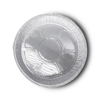 Round aluminum foil pie dish with no holes, 165mm diameter x 28mm deep wrinkle wall design ideal for baking and food packaging, available from Parkers Food Machinery Plus