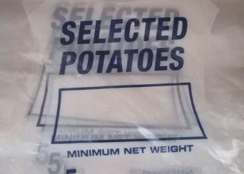 Printed Clear Polythene Potato Bags Perforated 5kg 14×18″ Blue (Per Box 1000)