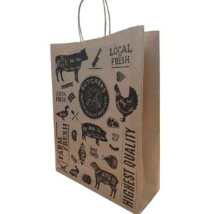 Butchers Design Kraft Twisted Handle Paper Bags (select size)