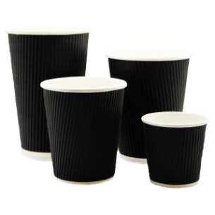 Coffee Cups Black Ripple Wall (select size)