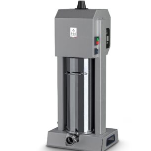 Trespade INS-15 El Deluxe electrical sausage filler with 15kg capacity, featuring a stainless steel body and efficient vertical design for professional butchery use at PFM Plus.
