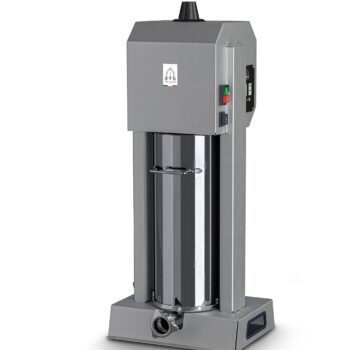 Trespade INS-15 El Deluxe electrical sausage filler with 15kg capacity, featuring a stainless steel body and efficient vertical design for professional butchery use at PFM Plus.